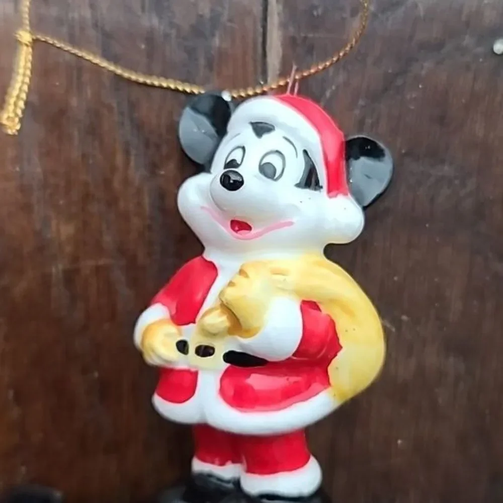 Vintage Disney Mickey Mouse Santa Hanging Christmas Tree Ornament Japan